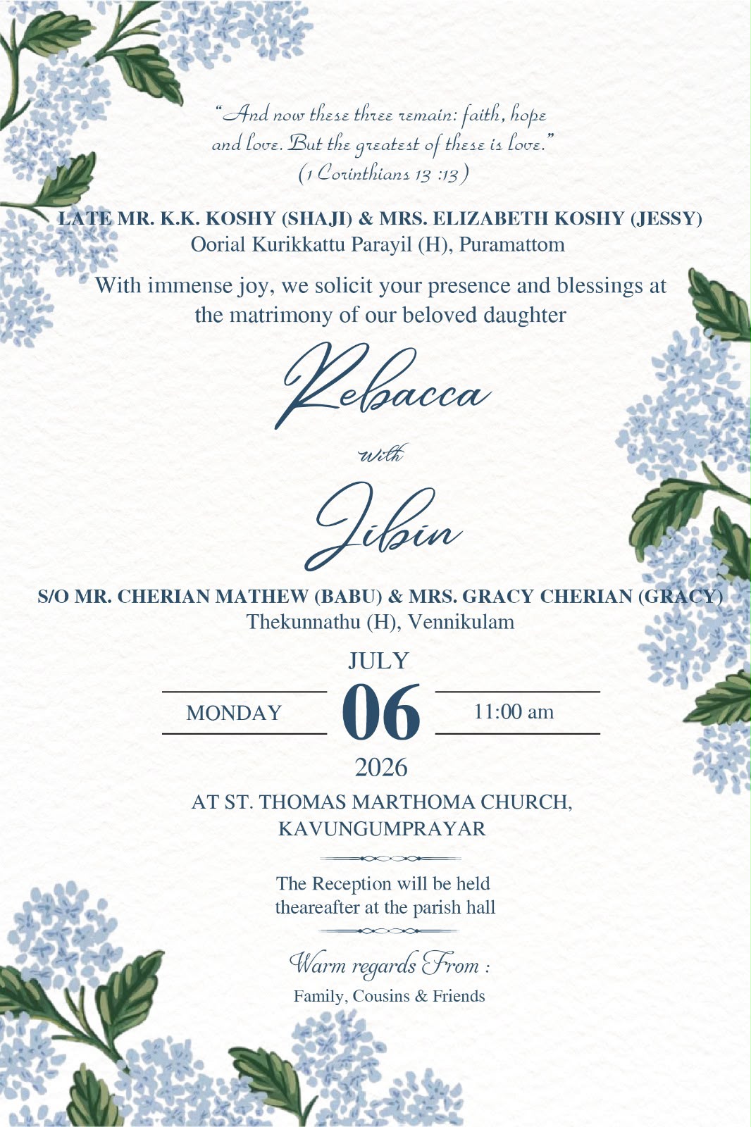 Wedding invitation card